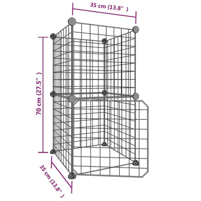 Gabbia per Animali 8 Pannelli con Porta Nero 35x35 cm Acciaio - homemem39