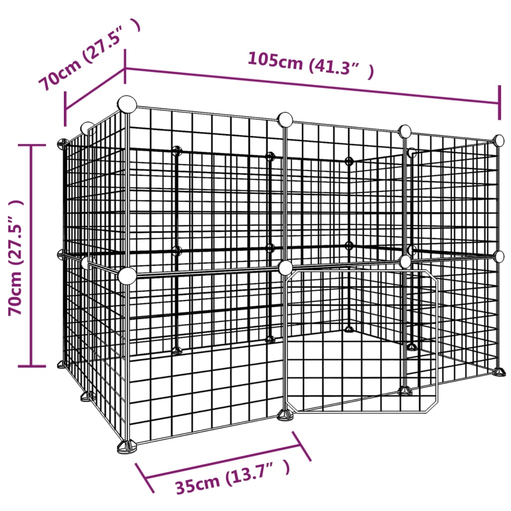 Gabbia per Animali 20 Pannelli con Porta Nera 35x35 cm Acciaio - homemem39