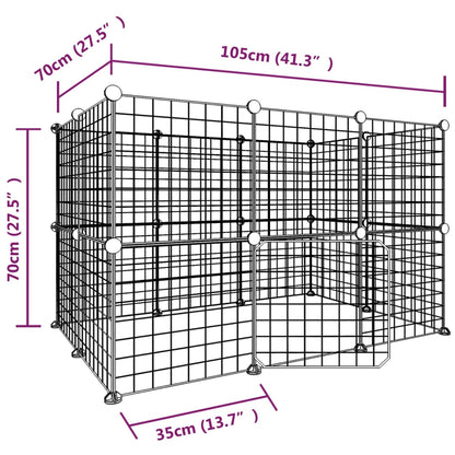 Gabbia per Animali 20 Pannelli con Porta Nera 35x35 cm Acciaio - homemem39