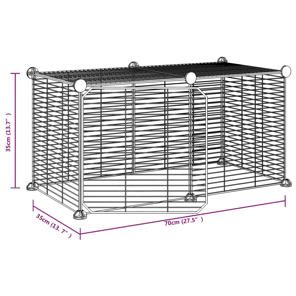 Gabbia per Animali 8 Pannelli con Porta Nero 35x35 cm Acciaio - homemem39