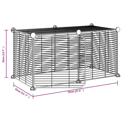 Gabbia per Animali 8 Pannelli con Porta Nero 35x35 cm Acciaio - homemem39