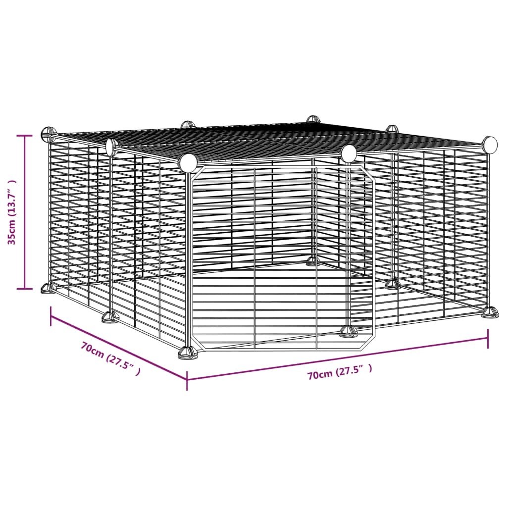 Gabbia per Animali 12 Pannelli con Porta Nero 35x35 cm Acciaio - homemem39