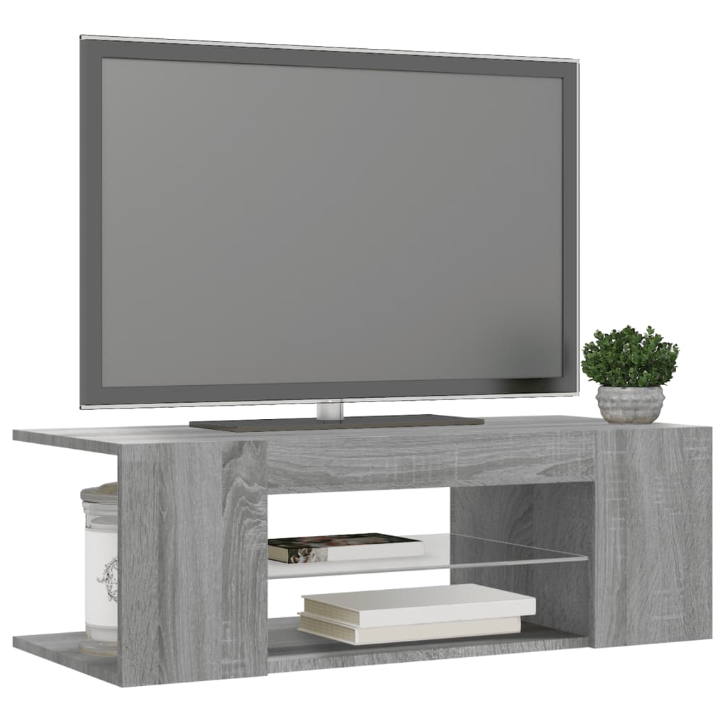 Mobile Porta TV con Luci LED Grigio Sonoma 90x39x30 cm - homemem39