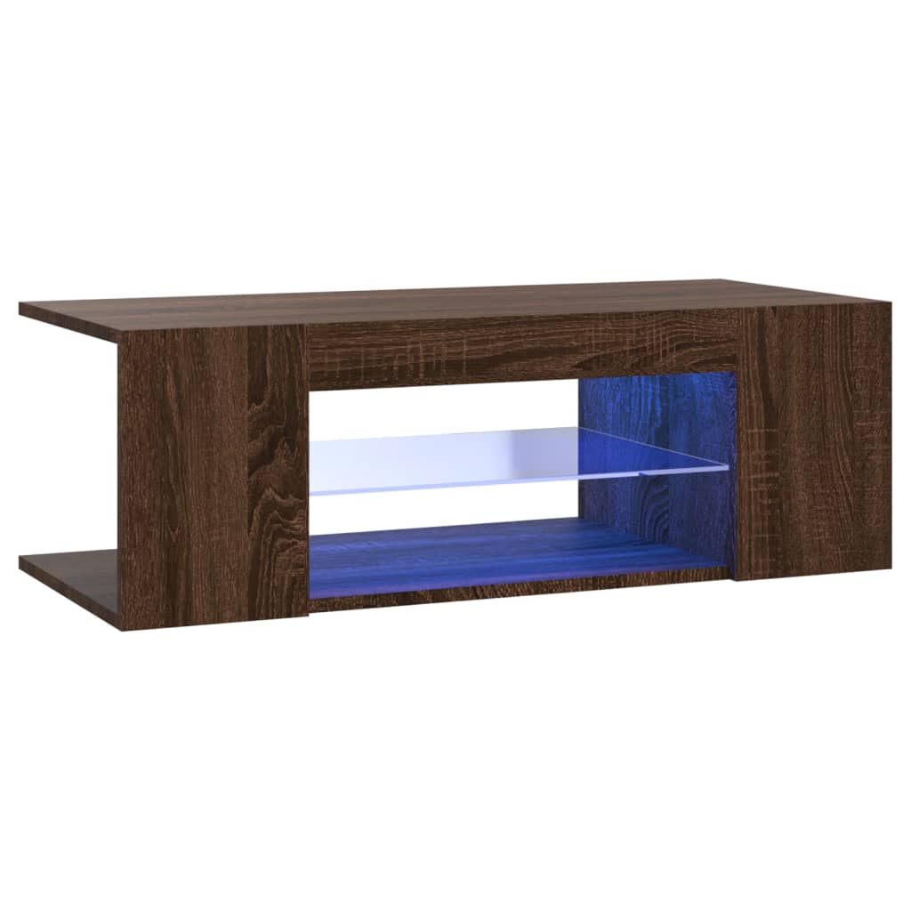 Mobile Porta TV con Luci LED Rovere Marrone 90x39x30 cm - homemem39