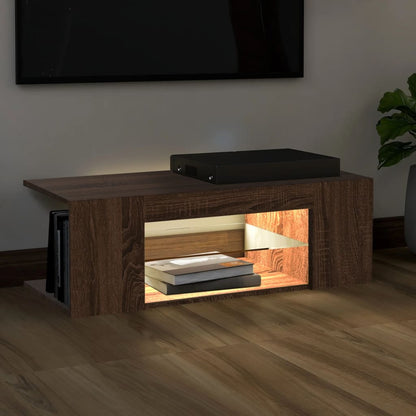 Mobile Porta TV con Luci LED Rovere Marrone 90x39x30 cm - homemem39