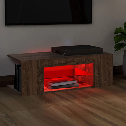 Mobile Porta TV con Luci LED Rovere Marrone 90x39x30 cm - homemem39