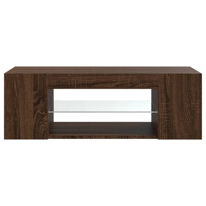 Mobile Porta TV con Luci LED Rovere Marrone 90x39x30 cm - homemem39