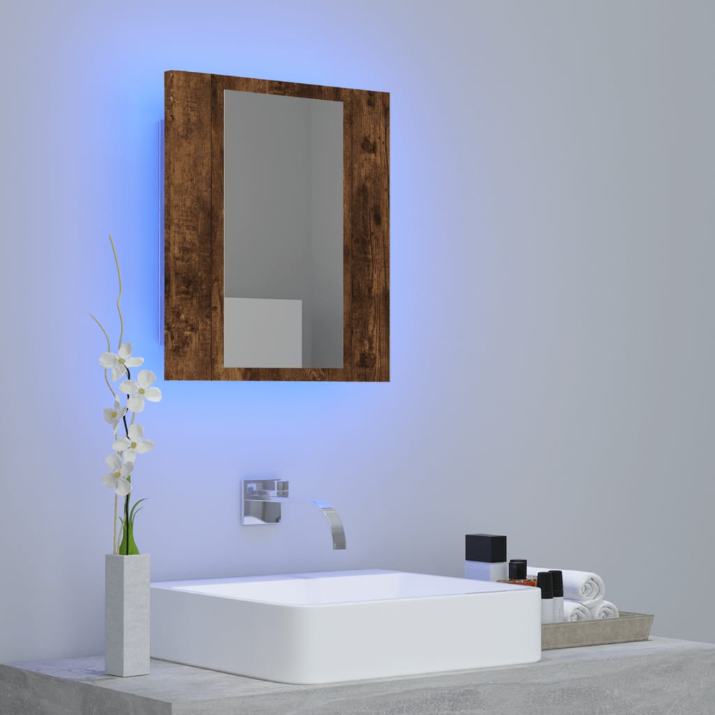 Mobile Bagno Specchio LED Rovere Fumo 40x12x45cm Multistrato - homemem39