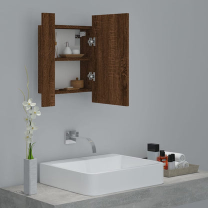 Mobile Bagno Specchio LED Rovere Marrone 40x12x45cm Multistrato - homemem39