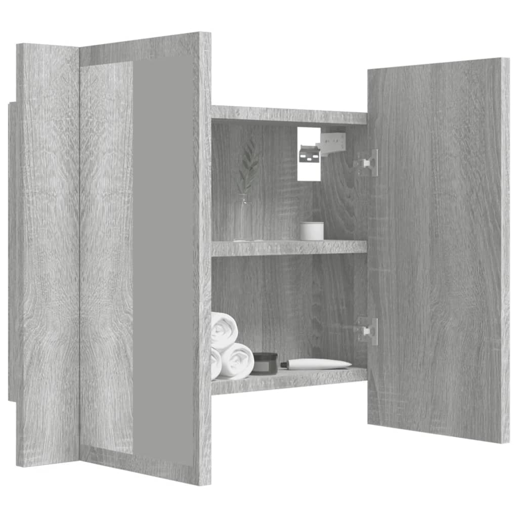 Mobile Specchio LED Grigio Sonoma 60x12x45cm Legno Multistrato - homemem39