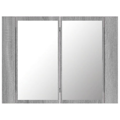 Mobile Specchio LED Grigio Sonoma 60x12x45cm Legno Multistrato - homemem39