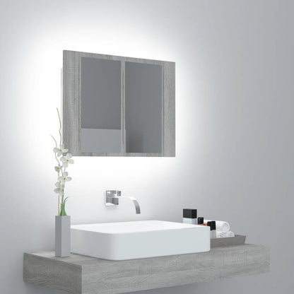 Mobile Specchio LED Grigio Sonoma 60x12x45cm Legno Multistrato - homemem39