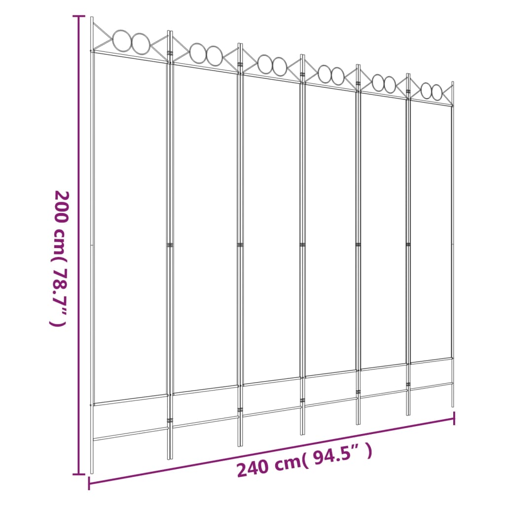 Divisorio a 6 Pannelli Marrone 240x200 cm in Tessuto - homemem39