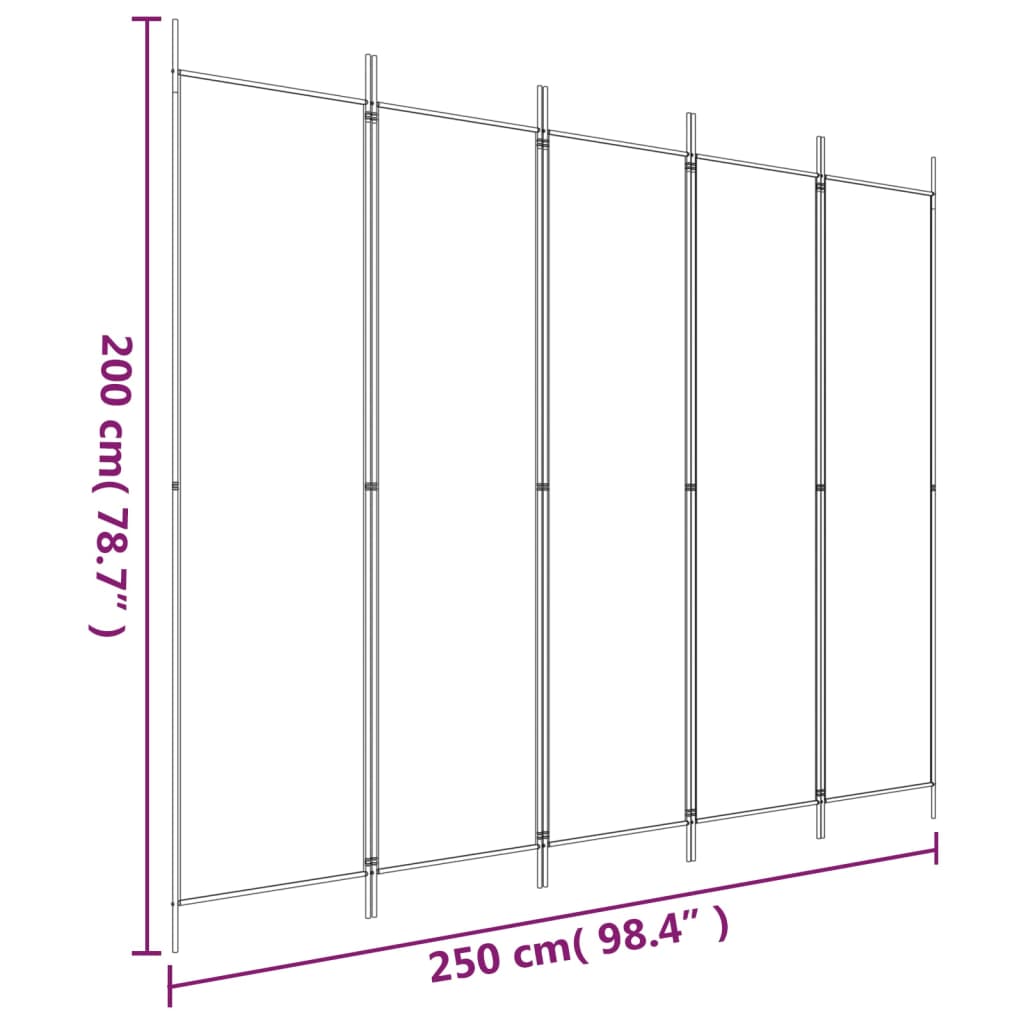 Divisorio a 5 Pannelli Antracite 250x200 cm Tessuto - homemem39