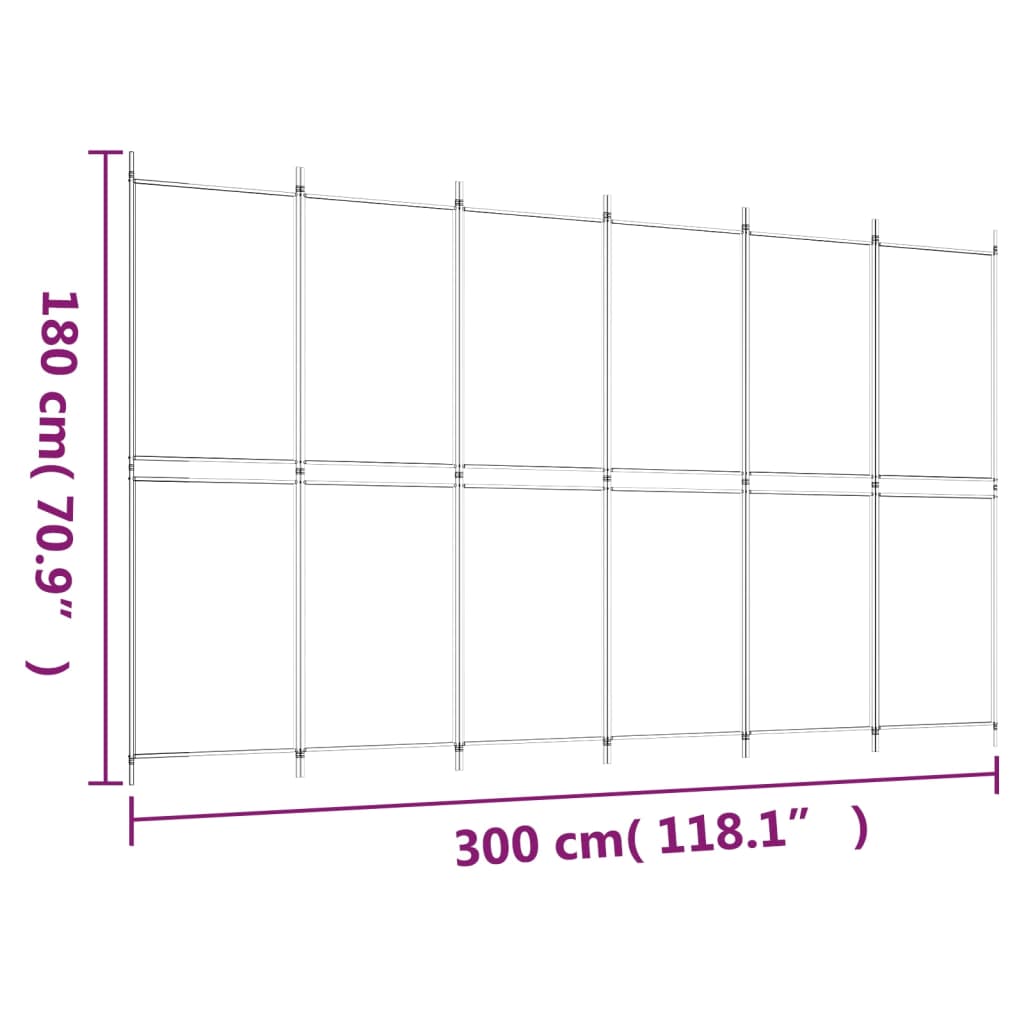 Divisorio a 6 Pannelli Marrone 300 x 180 cm in Tessuto - homemem39