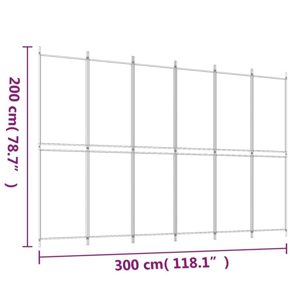 Divisorio a 6 Pannelli Marrone 300x200 cm in Tessuto - homemem39