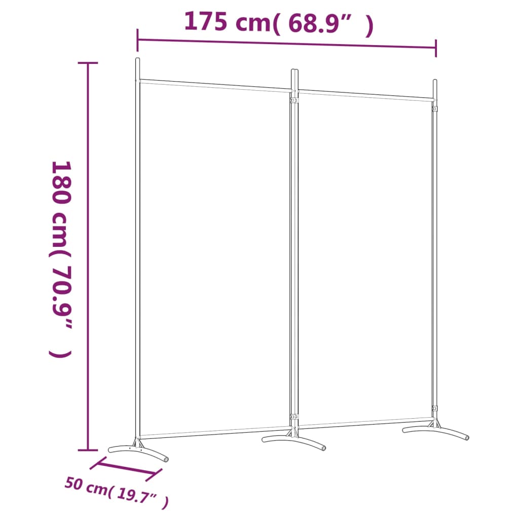 vidaXL Divisorio a 2 Pannelli Bianco 175x180 cm Tessuto - homemem39