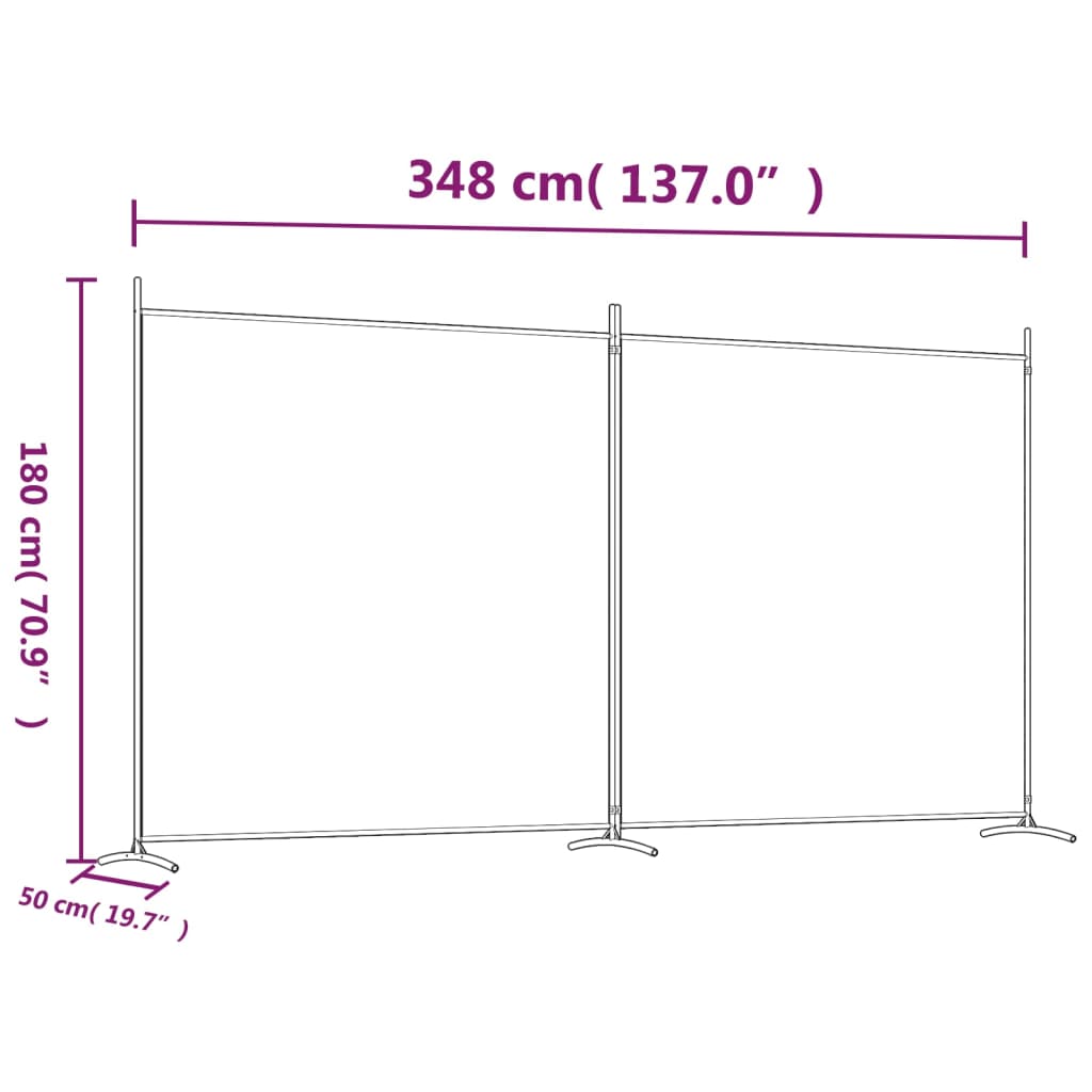 Divisorio a 2 Pannelli Bianco 348x180 cm Tessuto - homemem39