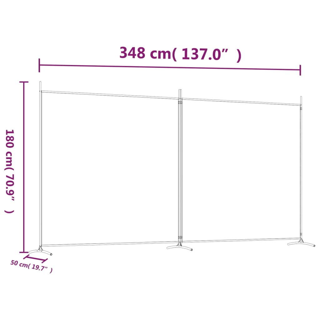 vidaXL Divisorio a 2 Pannelli Marrone 348x180 cm in Tessuto - homemem39