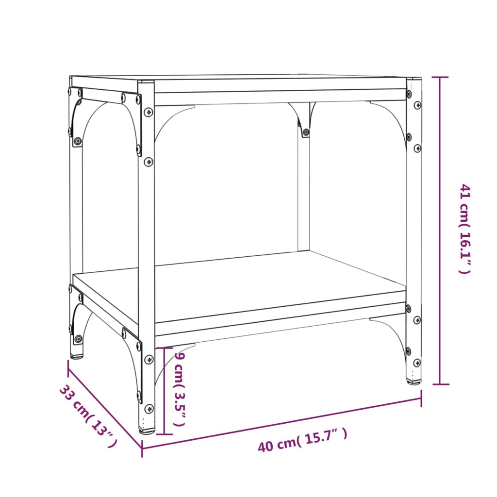 Mobile Porta TV Nero 40x33x41 cm in Legno Multistrato e Acciaio - homemem39