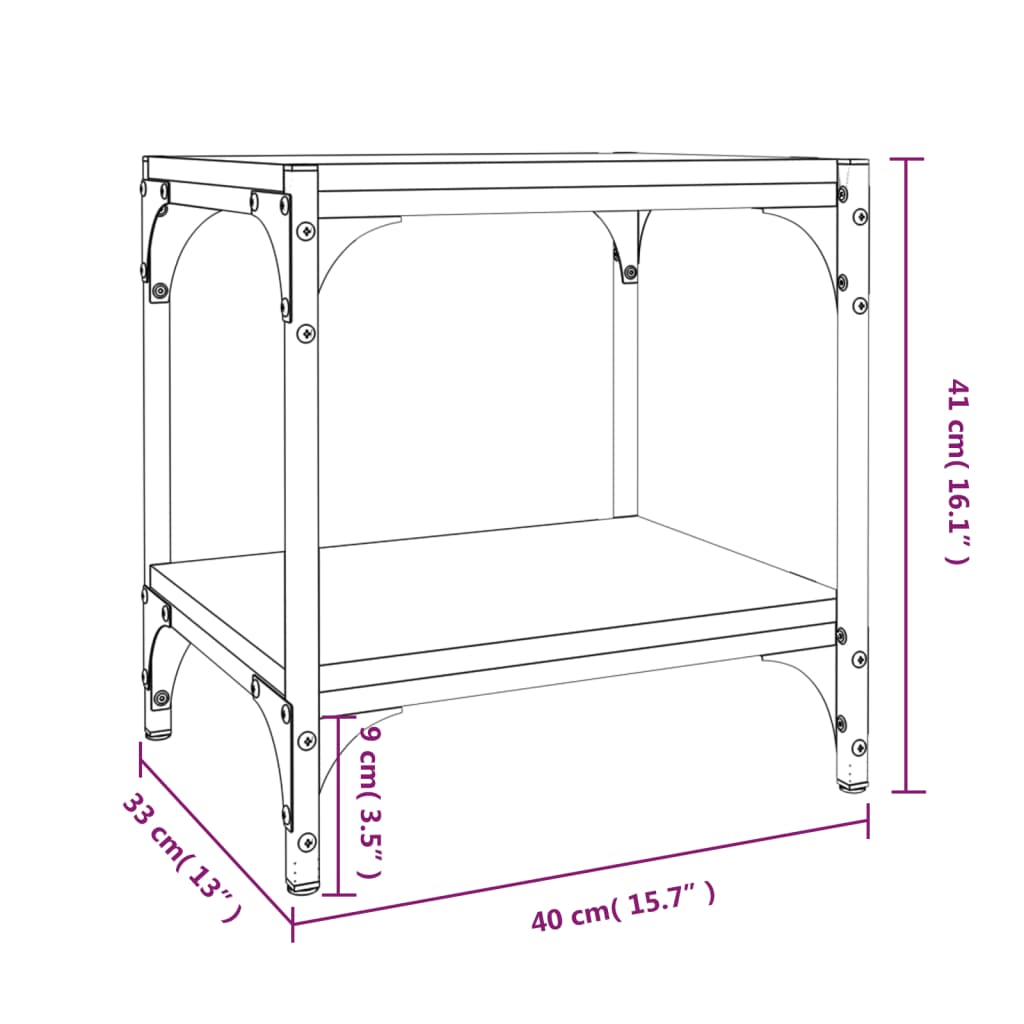 Mobile TV Rovere Sonoma 40x33x41 cm Legno Multistrato e Acciaio - homemem39