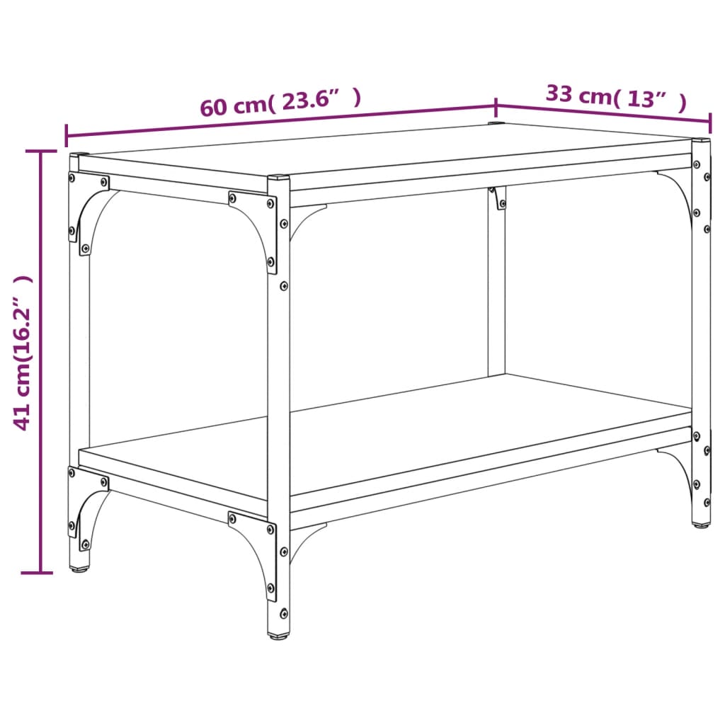 Mobile Porta TV Nero 60x33x41 cm in Legno Multistrato e Acciaio - homemem39