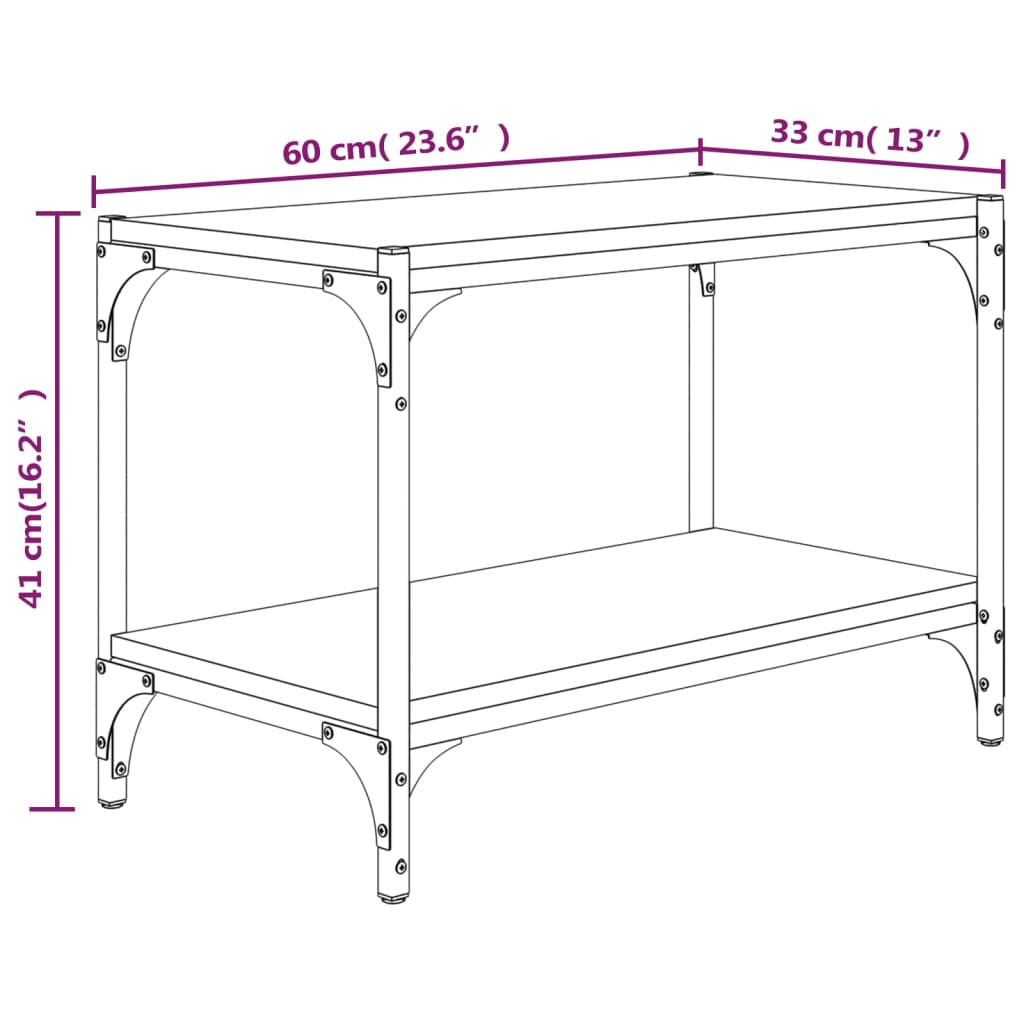 Mobile TV Rovere Marrone 60x33x41cm Legno Multistrato e Acciaio - homemem39