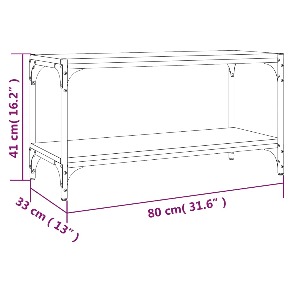 Mobile TV Rovere Fumo 80x33x41 cm Legno Multistrato e Acciaio - homemem39