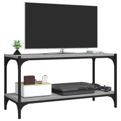 Mobile TV Grigio Sonoma 80x33x41 cm Legno Multistrato e Acciaio - homemem39