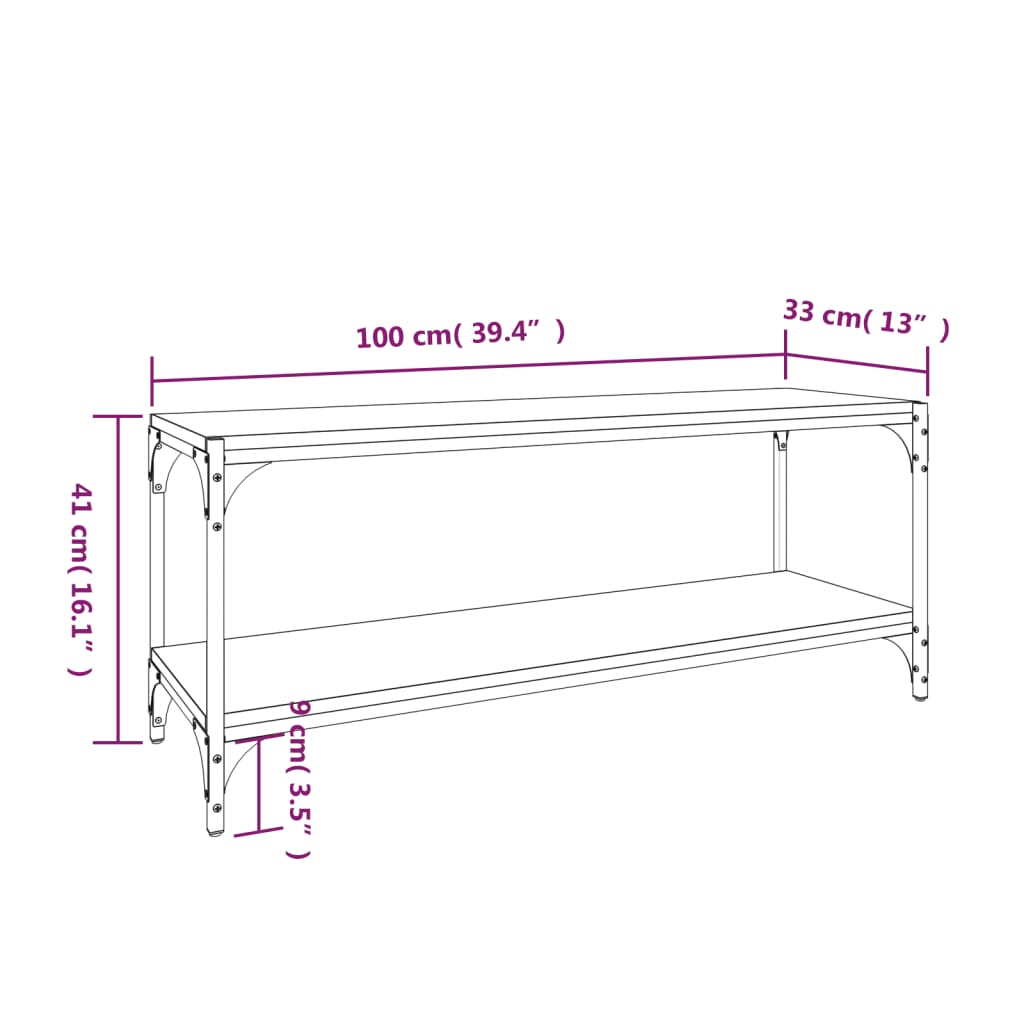 Mobile Porta TV Nero 100x33x41cm in Legno Multistrato e Acciaio - homemem39