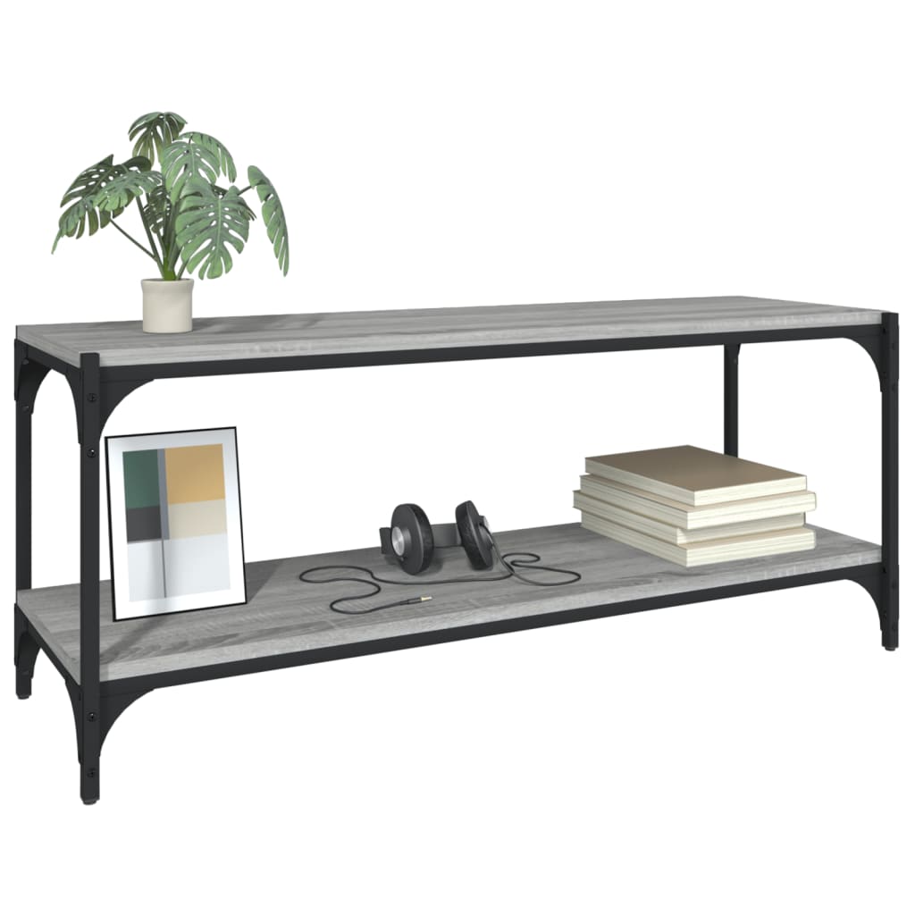 Mobile TV Grigio Sonoma 100x33x41cm Legno Multistrato e Acciaio - homemem39