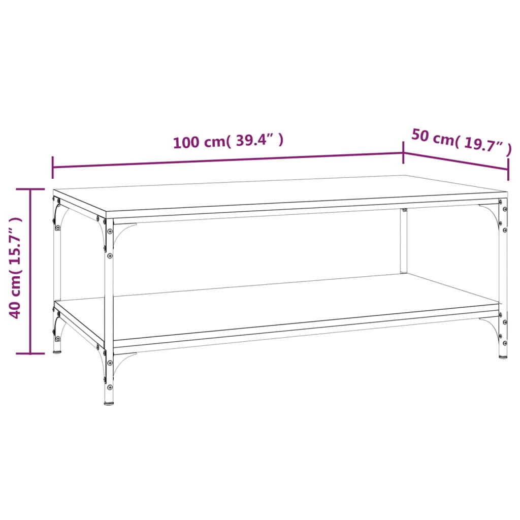 Tavolino Salotto Nero 100x50x40cm Legno Multistrato - homemem39