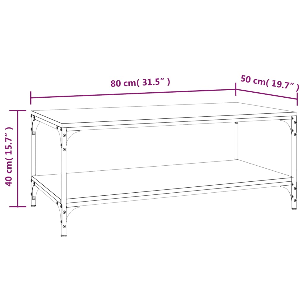 Tavolino da Salotto Rovere Sonoma 80x50x40 cm Legno Multistrato - homemem39