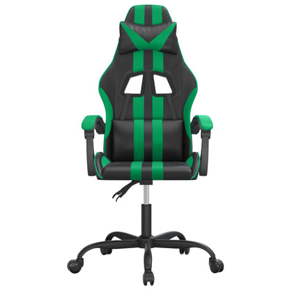 Sedia da Gaming Girevole Nera e Verde in Similpelle - homemem39