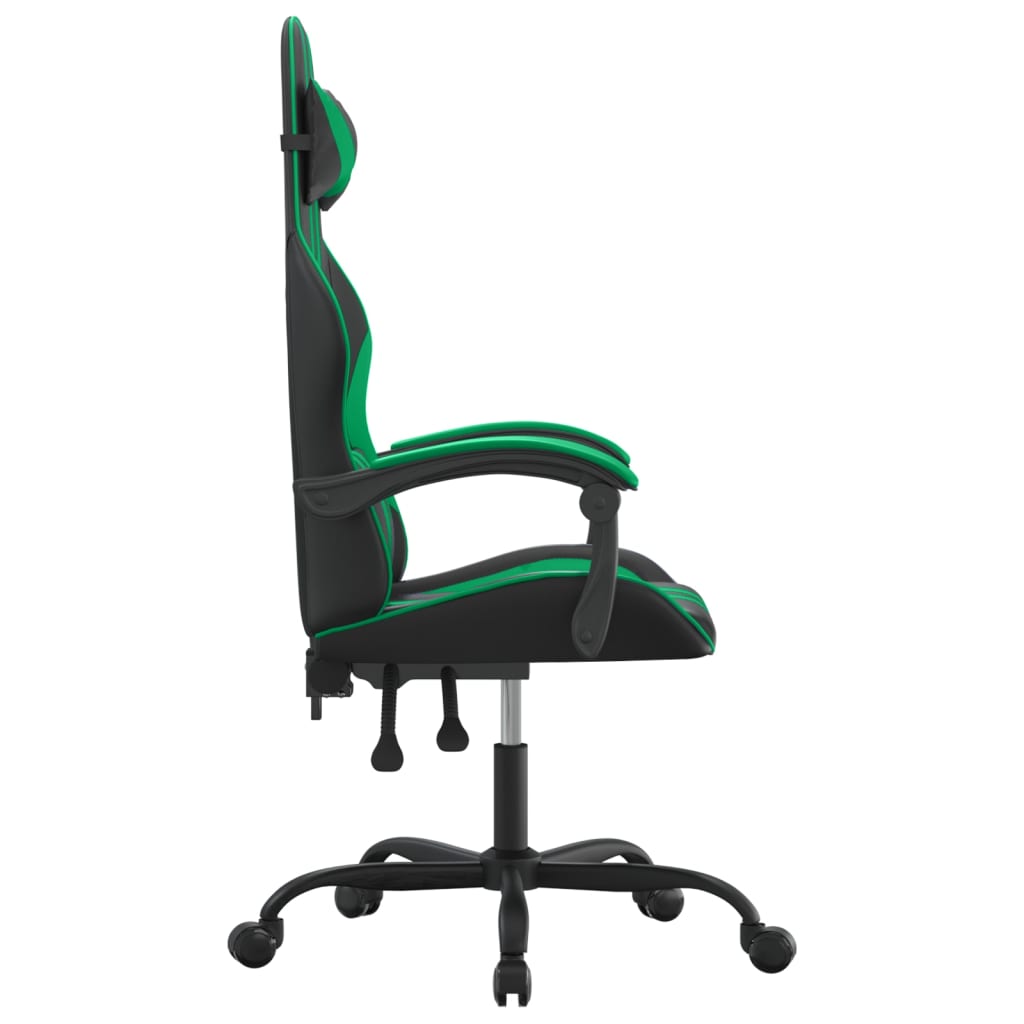 Sedia da Gaming Girevole Nera e Verde in Similpelle - homemem39