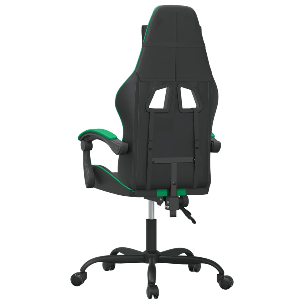 Sedia da Gaming Girevole Nera e Verde in Similpelle - homemem39