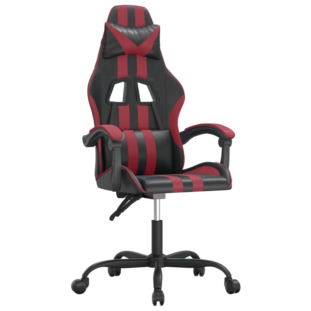 Sedia da Gaming Girevole Nero e Rosso Vino in Similpelle - homemem39