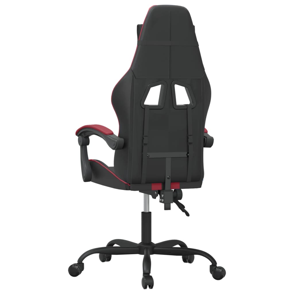 Sedia da Gaming Girevole Nero e Rosso Vino in Similpelle - homemem39