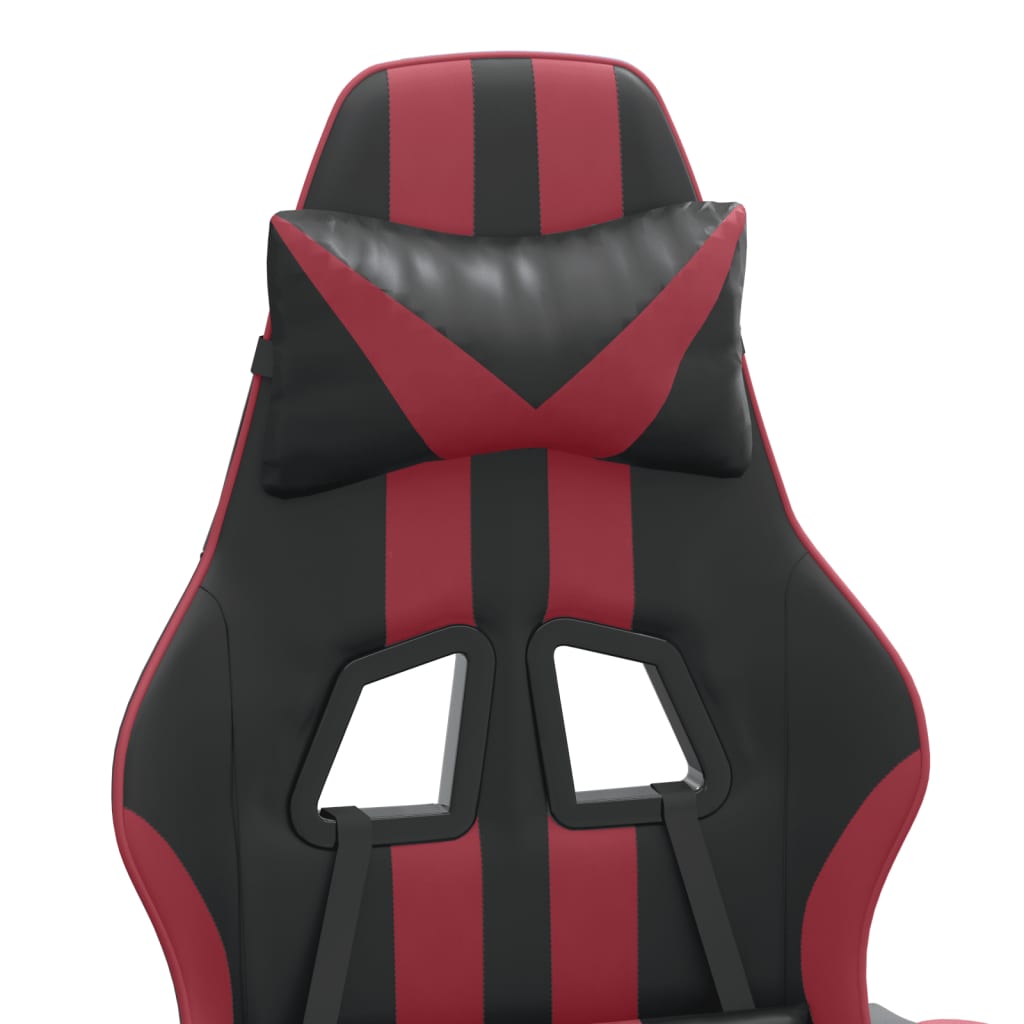 Sedia da Gaming Girevole Nero e Rosso Vino in Similpelle - homemem39