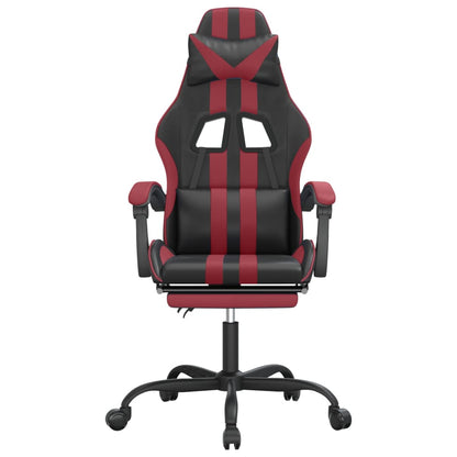 Sedia Gaming Girevole Poggiapiedi Nero e Rosso Vino Similpelle - homemem39