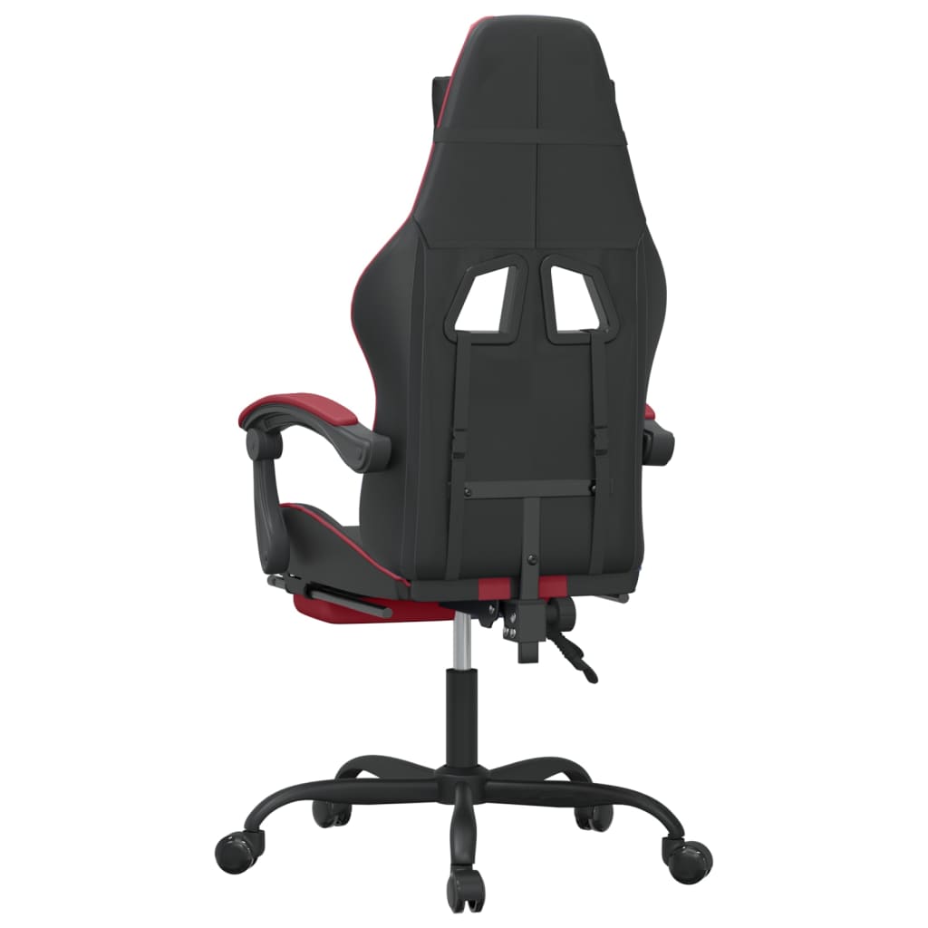 Sedia Gaming Girevole Poggiapiedi Nero e Rosso Vino Similpelle - homemem39