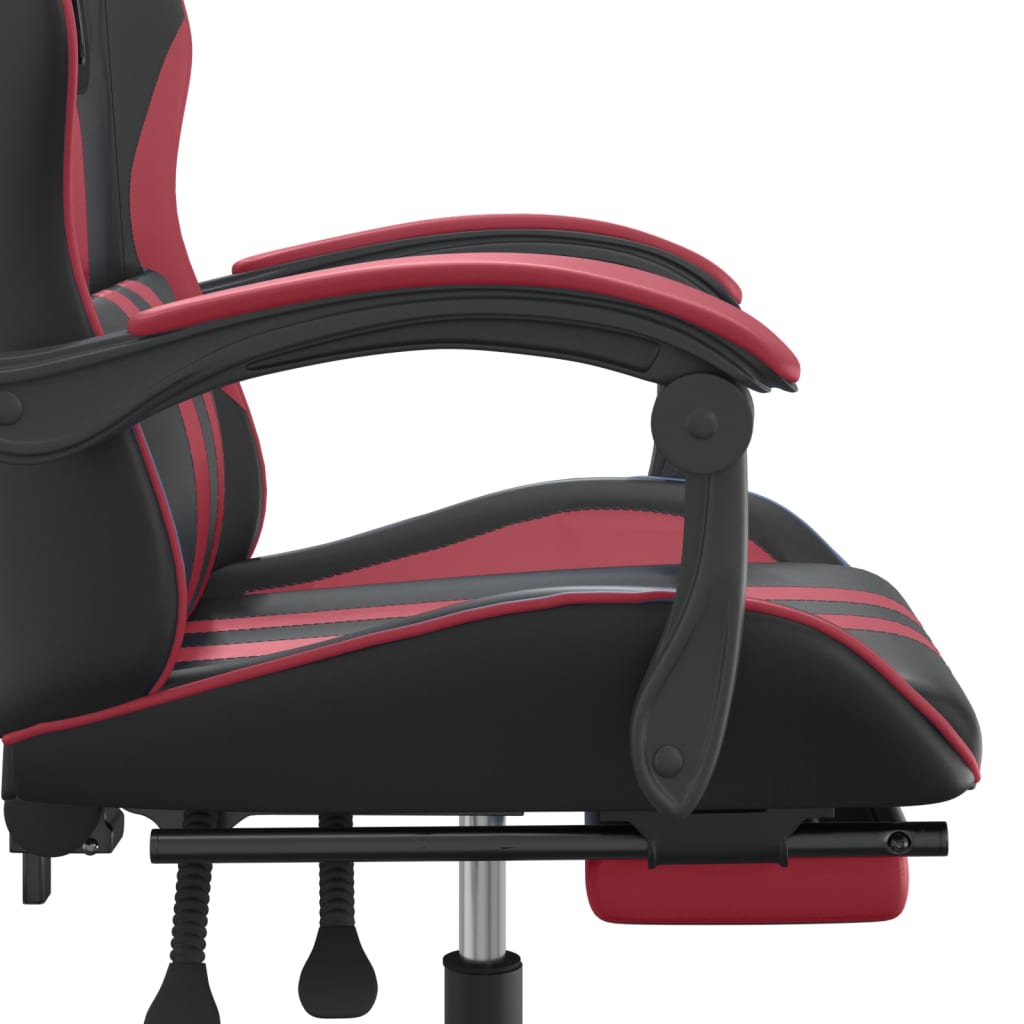 Sedia Gaming Girevole Poggiapiedi Nero e Rosso Vino Similpelle - homemem39