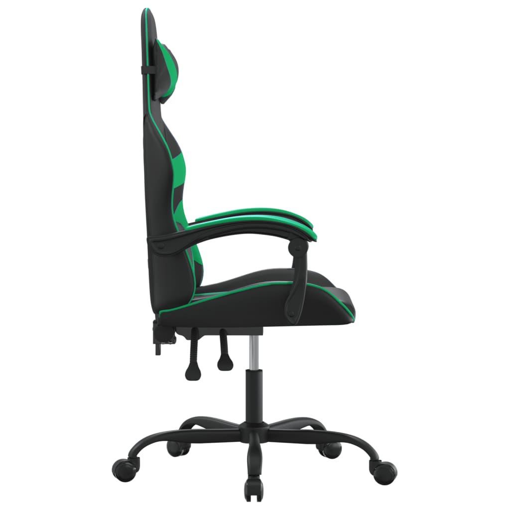 Sedia da Gaming Girevole Nera e Verde in Similpelle - homemem39