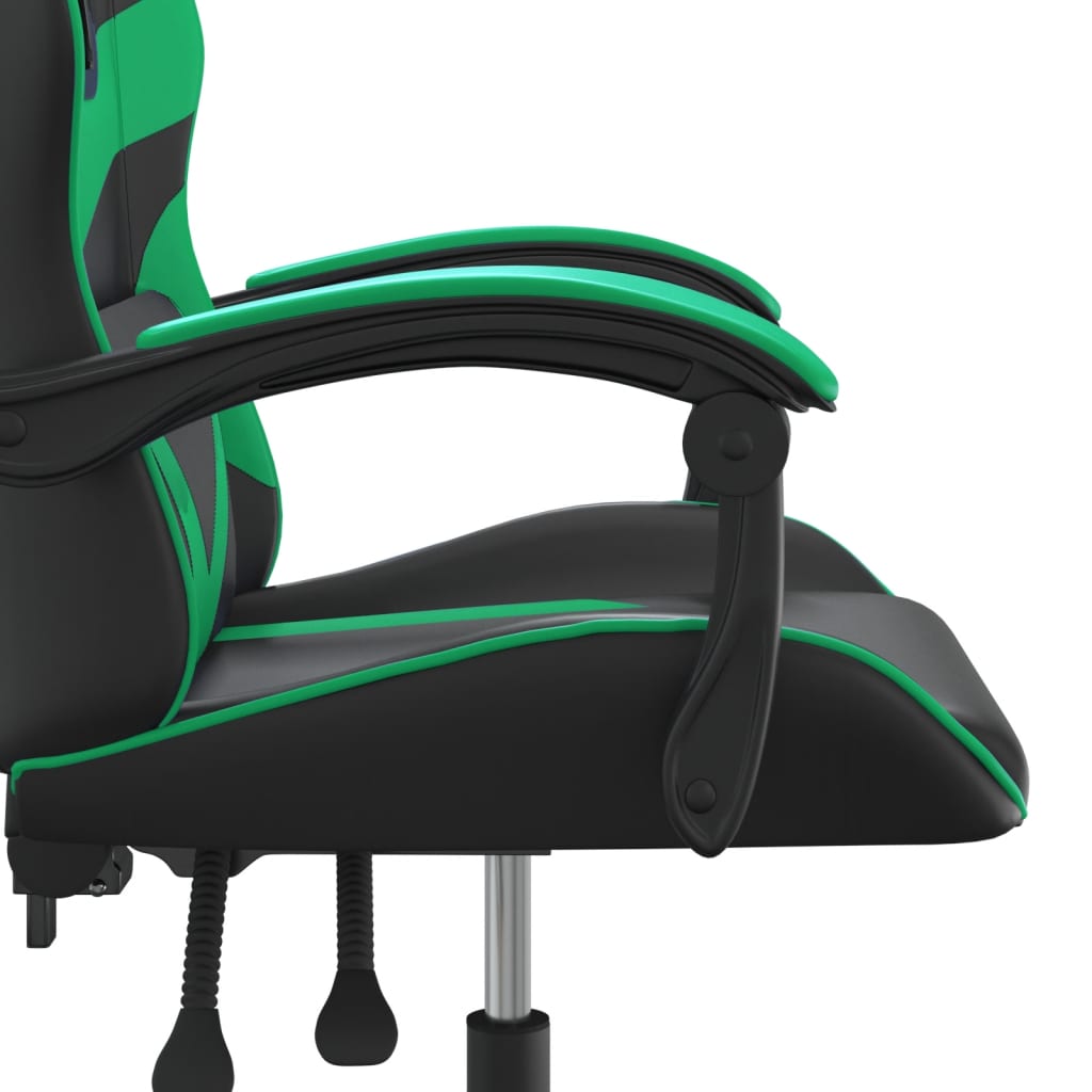 Sedia da Gaming Girevole Nera e Verde in Similpelle - homemem39