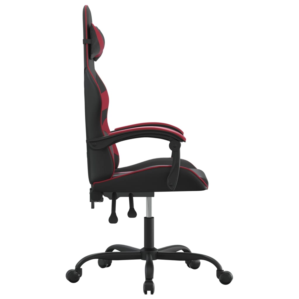 Sedia da Gaming Girevole Nero e Rosso Vino in Similpelle - homemem39