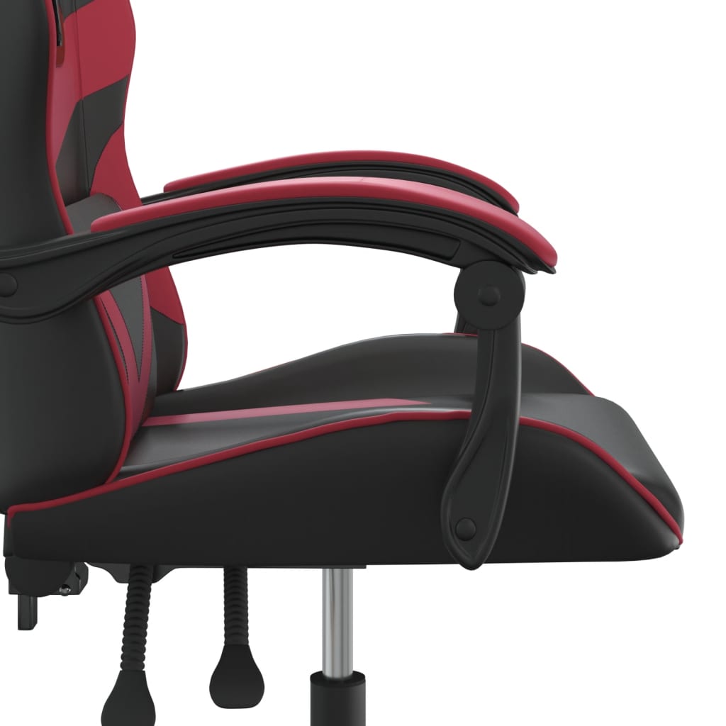 Sedia da Gaming Girevole Nero e Rosso Vino in Similpelle - homemem39