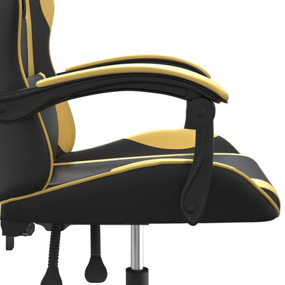 Sedia da Gaming Girevole Nera e Oro in Similpelle - homemem39