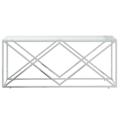 Tavolino da Salotto 110x45x45 cm in Acciaio Inox e Vetro - homemem39