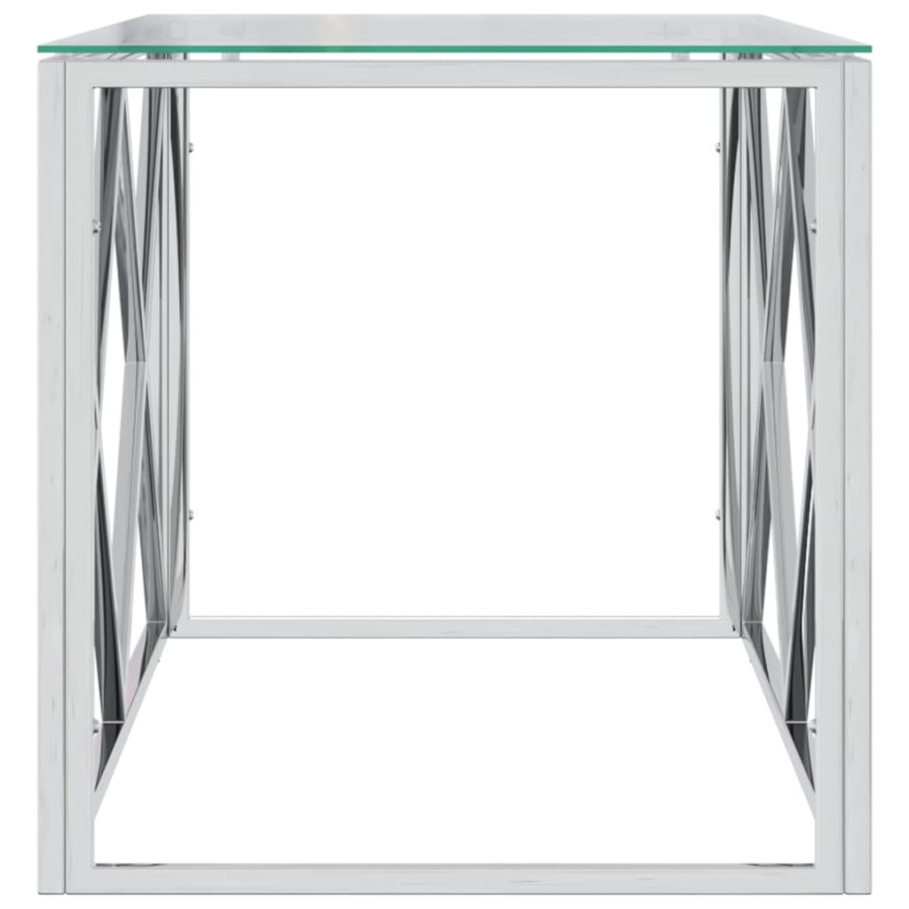 Tavolino da Salotto 110x45x45 cm in Acciaio Inox e Vetro - homemem39