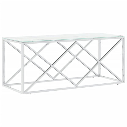 Tavolino da Salotto 110x45x45 cm in Acciaio Inox e Vetro - homemem39